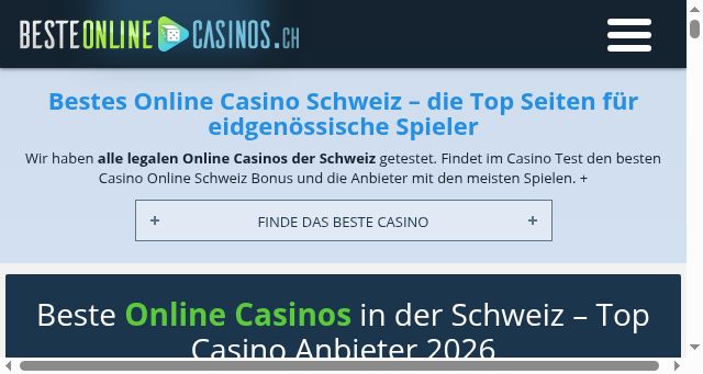 Screenshot of besteonlinecasinos.ch