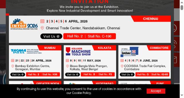 Screenshot of bhavyamachinetools.com