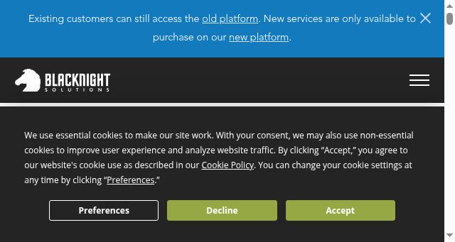 Screenshot of blacknight.com