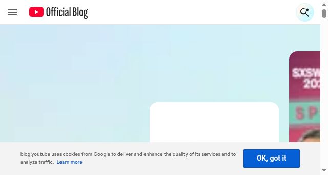 Screenshot of blog.youtube