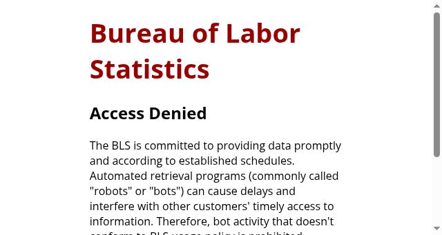 Screenshot of bls.gov