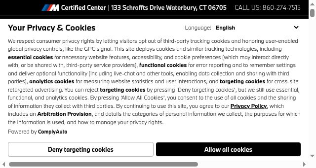Screenshot of bmwofwaterbury.com