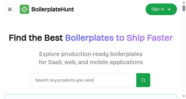 Screenshot of boilerplatehunt.com