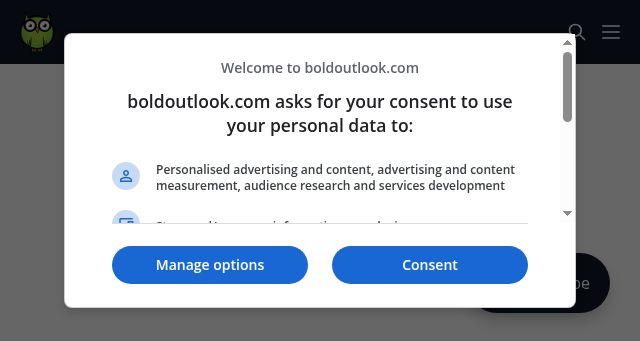 Screenshot of boldoutlook.com