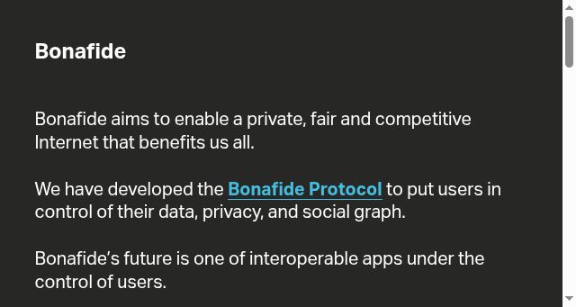 Screenshot of bonafide.technology