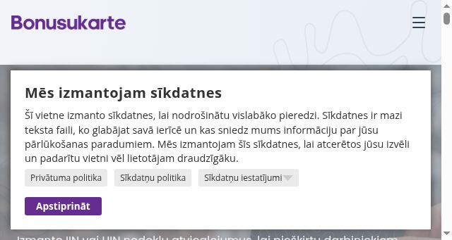 Screenshot of bonusukarte.lv