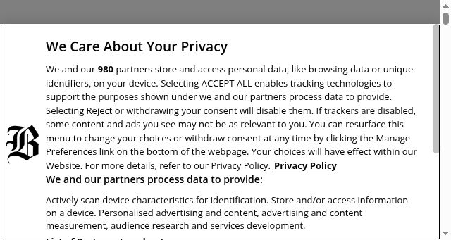Screenshot of bostonglobe.com
