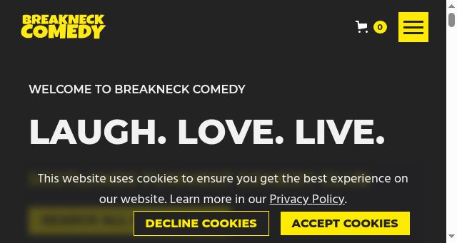 Screenshot of breakneckcomedy.co.uk