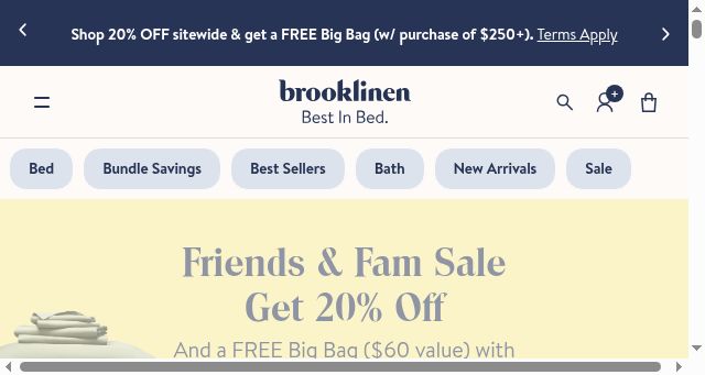 Screenshot of brooklinen.com