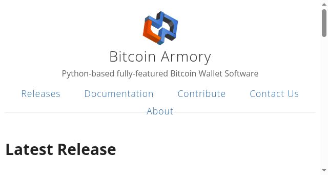 Screenshot of btcarmory.com