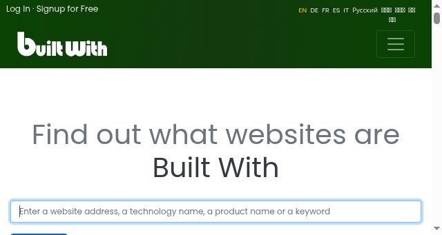 Screenshot of builtwith.com