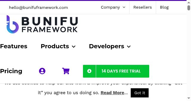 Screenshot of bunifuframework.com