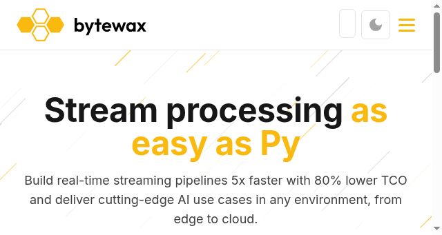 Screenshot of bytewax.io