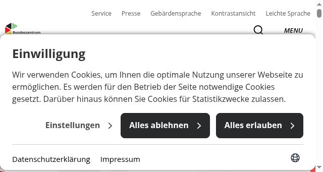 Screenshot of bzfe.de