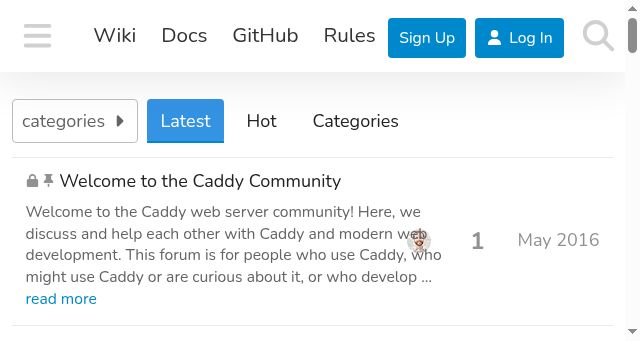 Screenshot of caddy.community