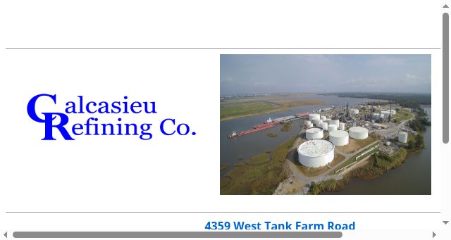 Screenshot of calcasieurefining.com