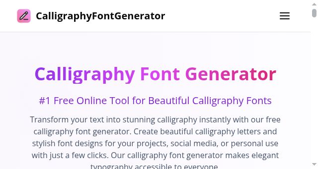Screenshot of calligraphyfontgenerator.org