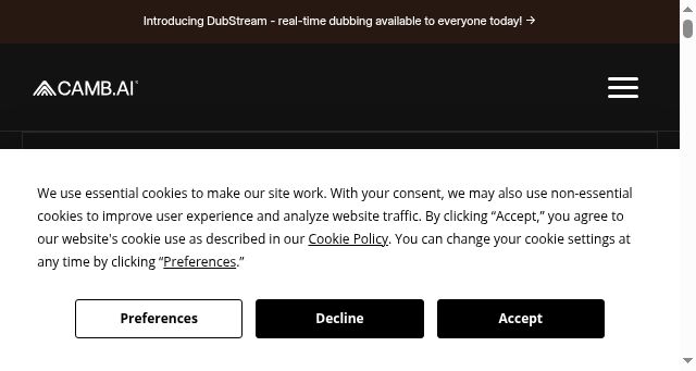 Screenshot of camb.ai