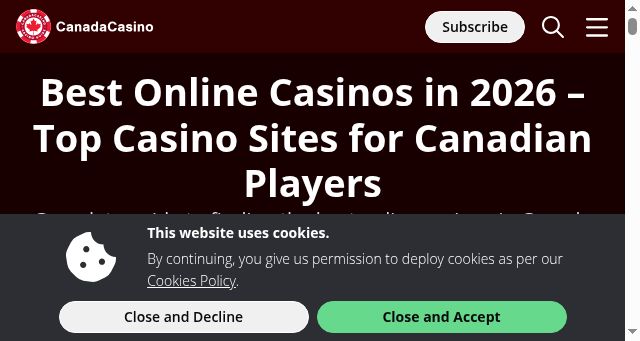 Screenshot of canadacasino.ca