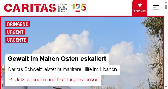 Screenshot of caritas.ch
