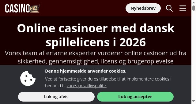 Screenshot of casino24.dk