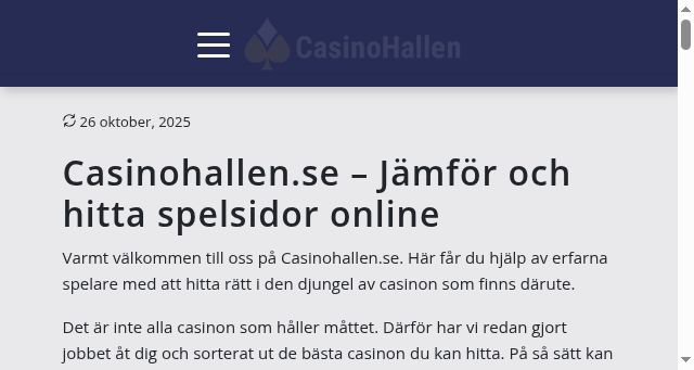 Screenshot of casinohallen.se
