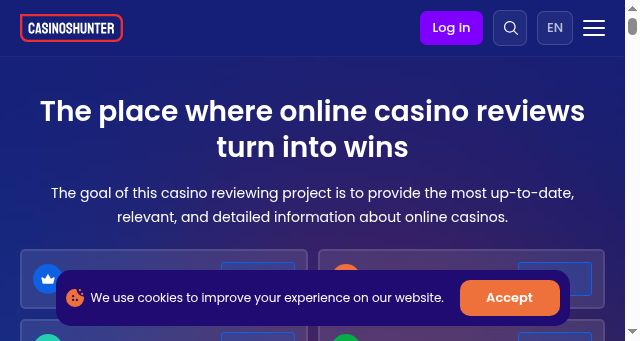 Screenshot of casinoshunter.com