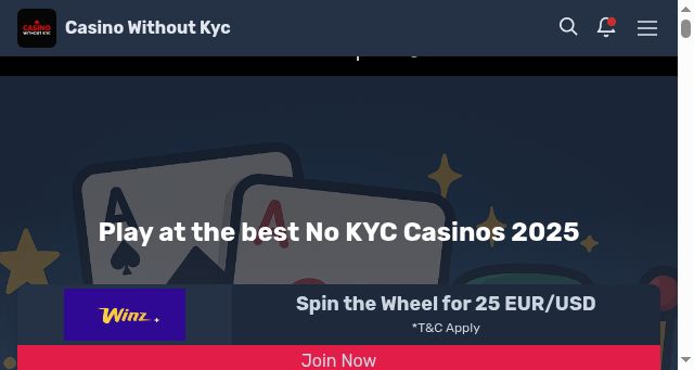 Screenshot of casinowithoutkyc.com