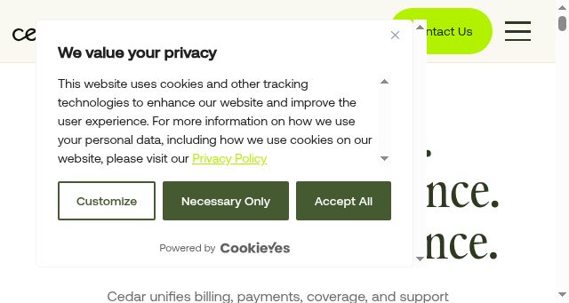 Screenshot of cedar.com