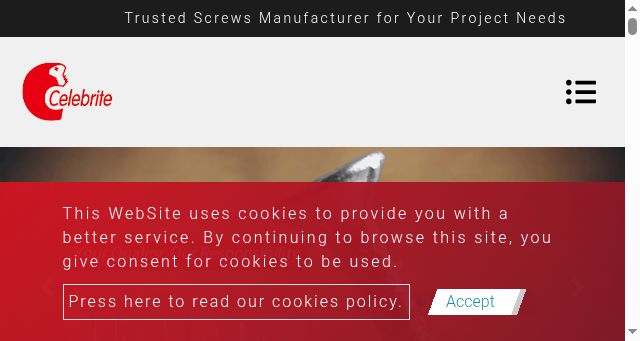 Screenshot of celebritefasteners.com