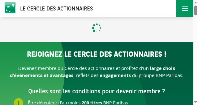 Screenshot of cercle-actionnaires.bnpparibas