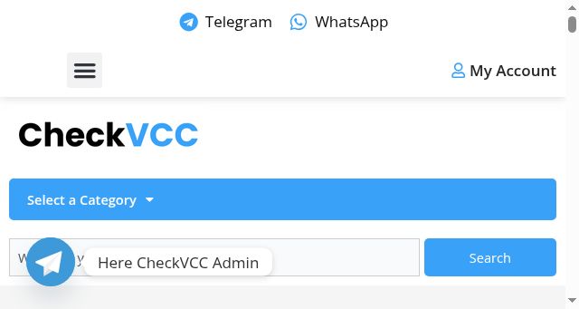 Screenshot of checkvcc.com
