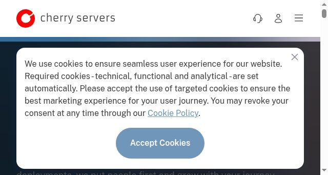 Screenshot of cherryservers.com