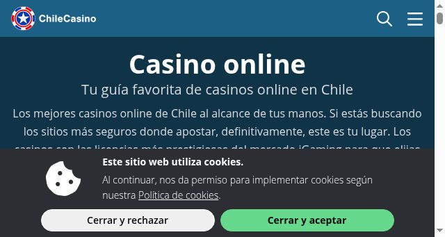 Screenshot of chilecasino.com