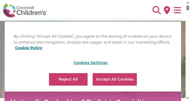 Screenshot of cincinnatichildrens.org