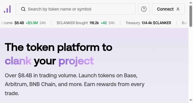 Screenshot of clanker.world