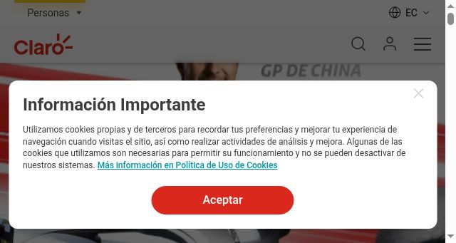Screenshot of claro.com.ec