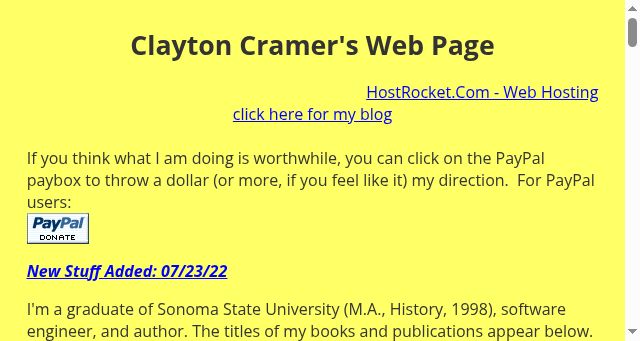 Screenshot of claytoncramer.com