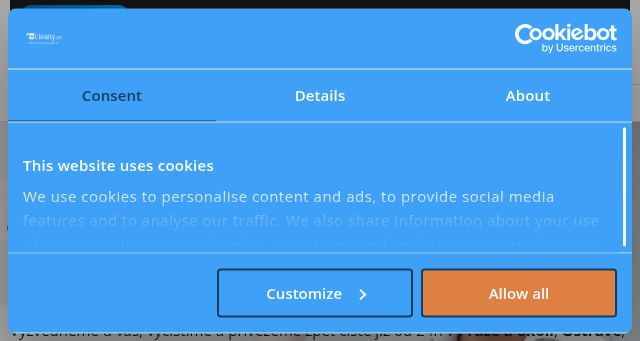 Screenshot of cleany.cz
