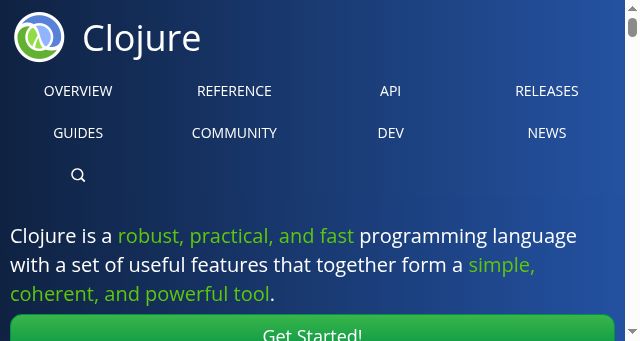 Screenshot of clojure.org