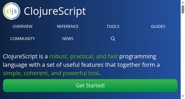 Screenshot of clojurescript.org