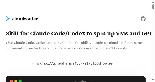 Screenshot of cloudrouter.dev