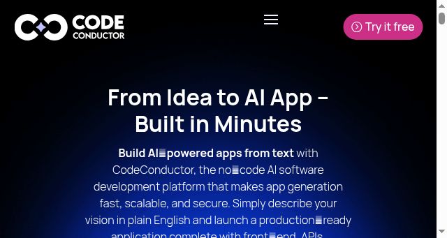 Screenshot of codeconductor.ai