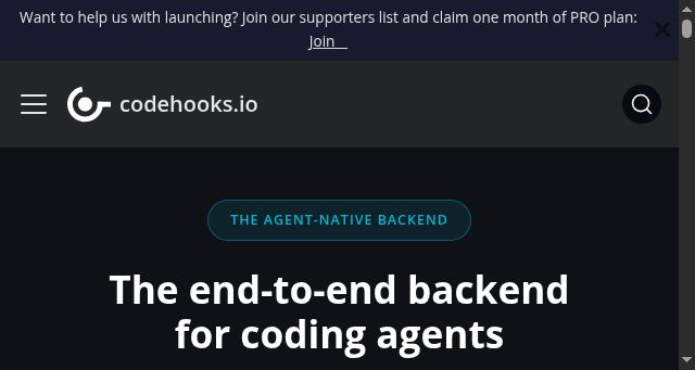 Screenshot of codehooks.io