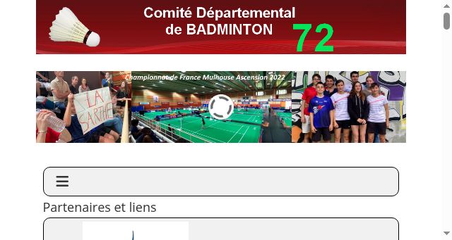 Screenshot of codep72-badminton.fr