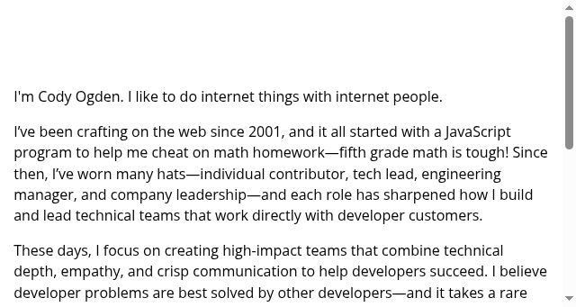 Screenshot of codyogden.com