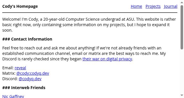 Screenshot of codyq.dev