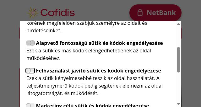Screenshot of cofidisbank.hu