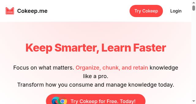 Screenshot of cokeep.me