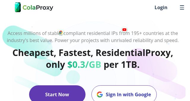 Screenshot of colaproxy.com